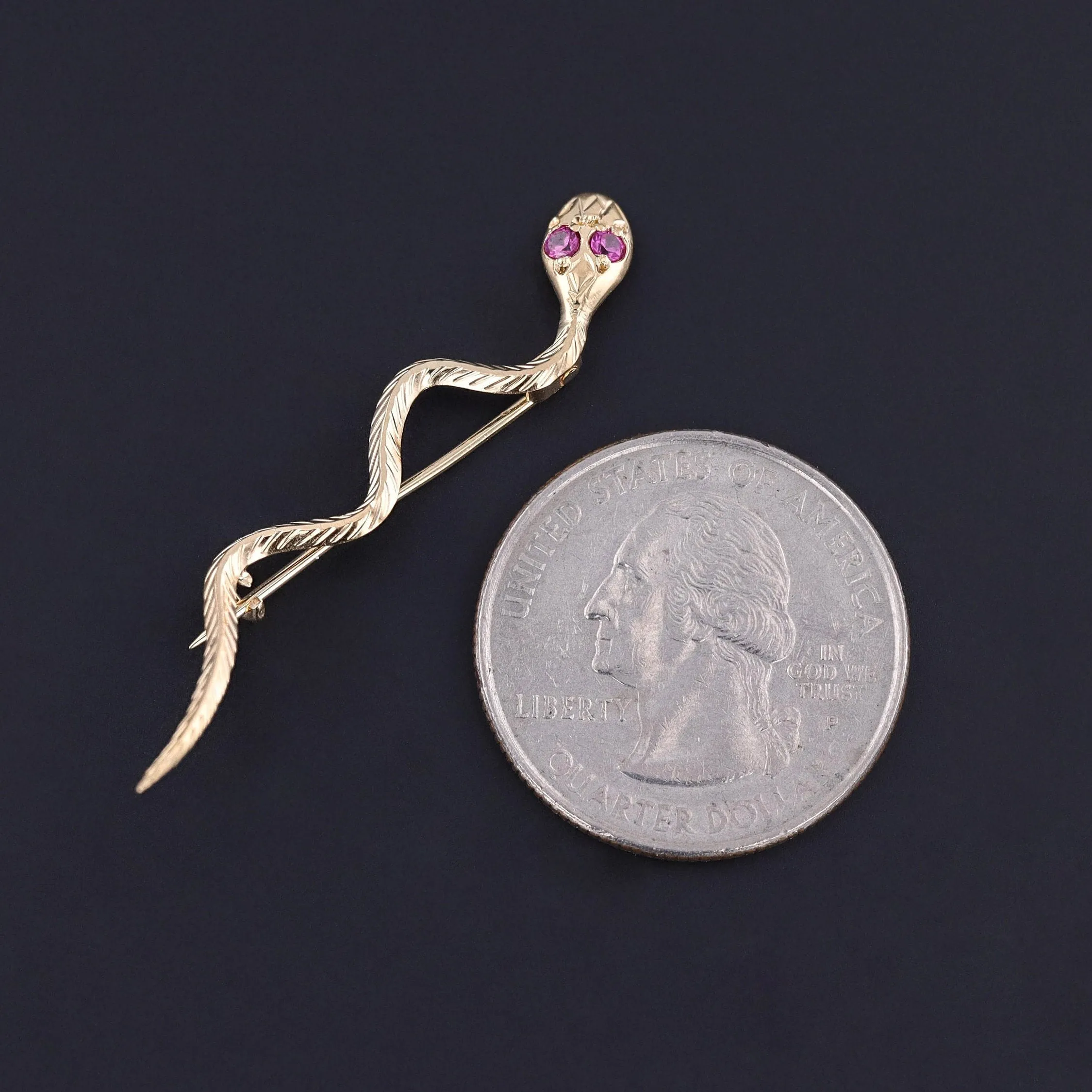Vintage Snake Brooch of 18k Gold