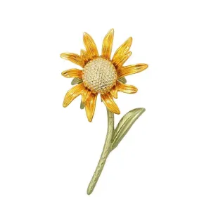 Vintage Sunflower Brooch Enamel Sunflower Pin for Coats Bags