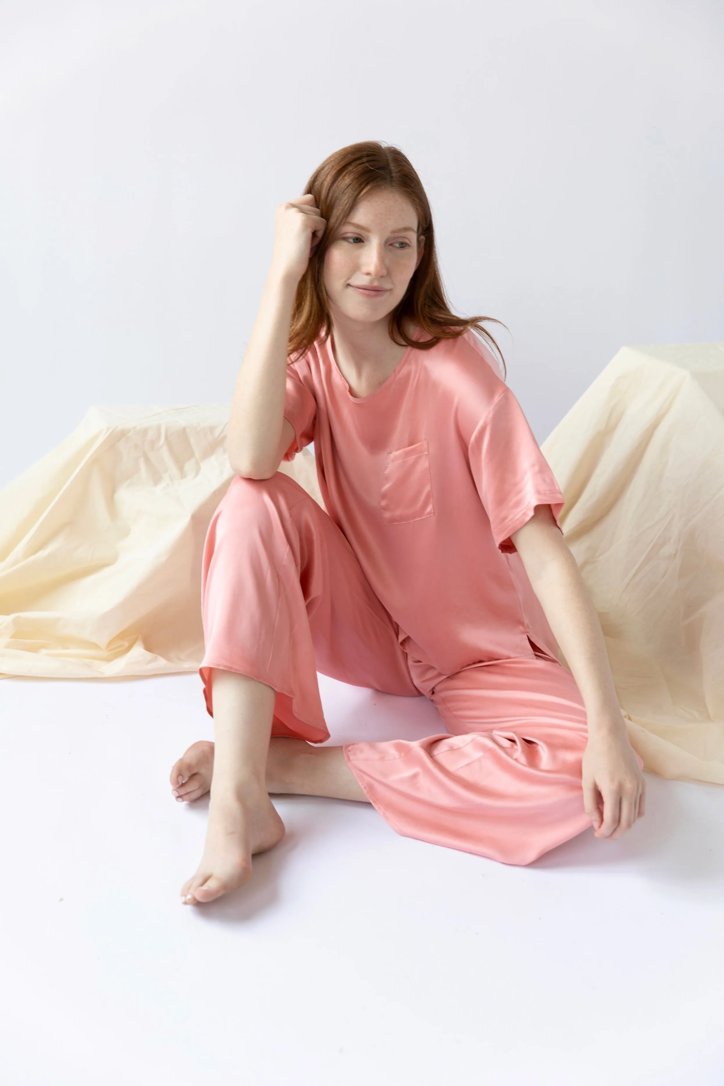 Washable Silk Tee Set