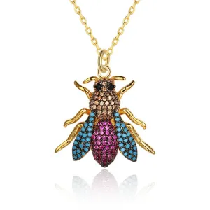 Women’s Crystal Bee Insect Pendant Necklace, Trendy Fashion Jewelry