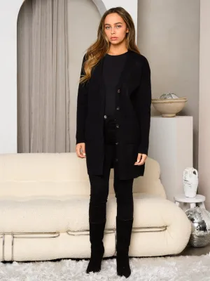 WOMEN'S LONG SLEEVE FRONT BUTTON BOYFRIEND SWEATER CARDIGAN