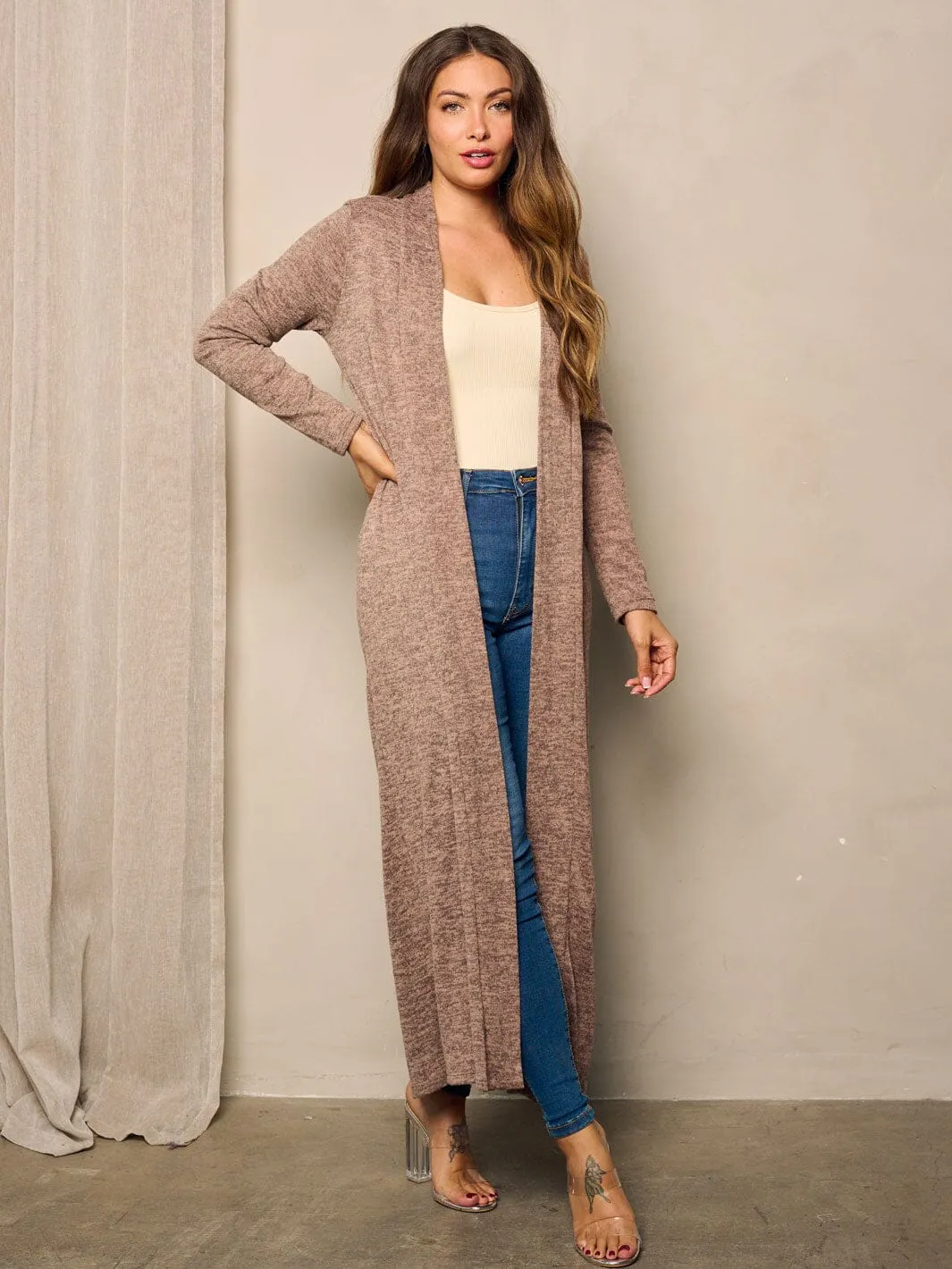 WOMEN'S LONG SLEEVE OPEN FRONT CARDIGAN