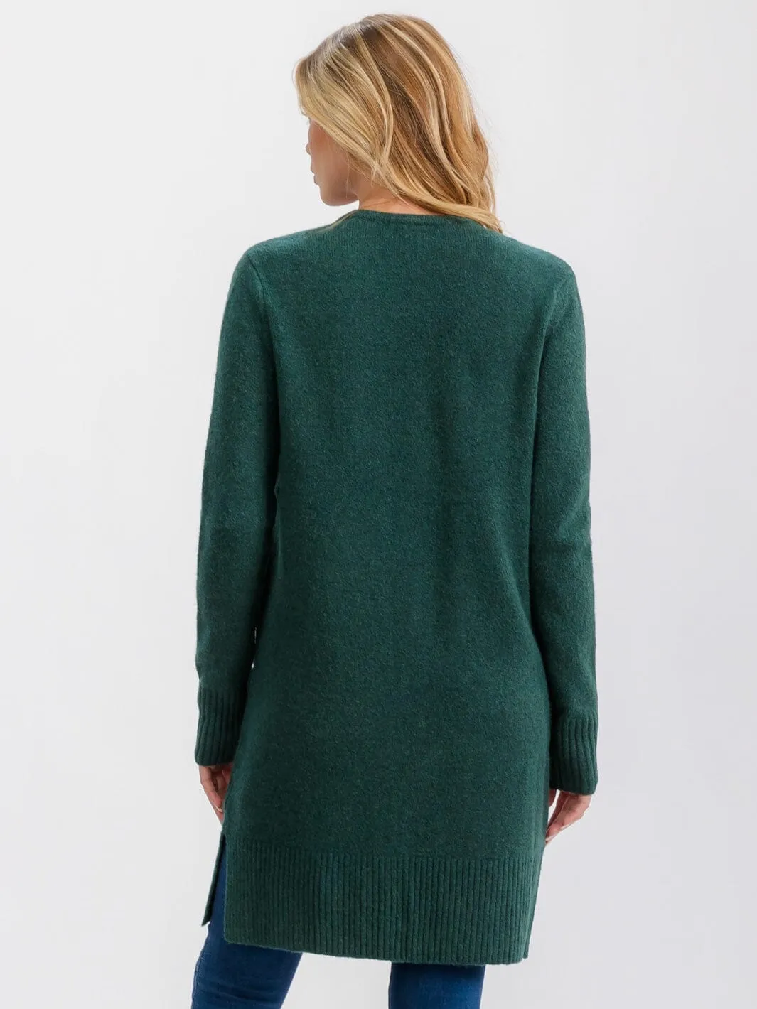 WOMEN'S LONG SLEEVE OPEN FRONT POCKETS CARDIGAN