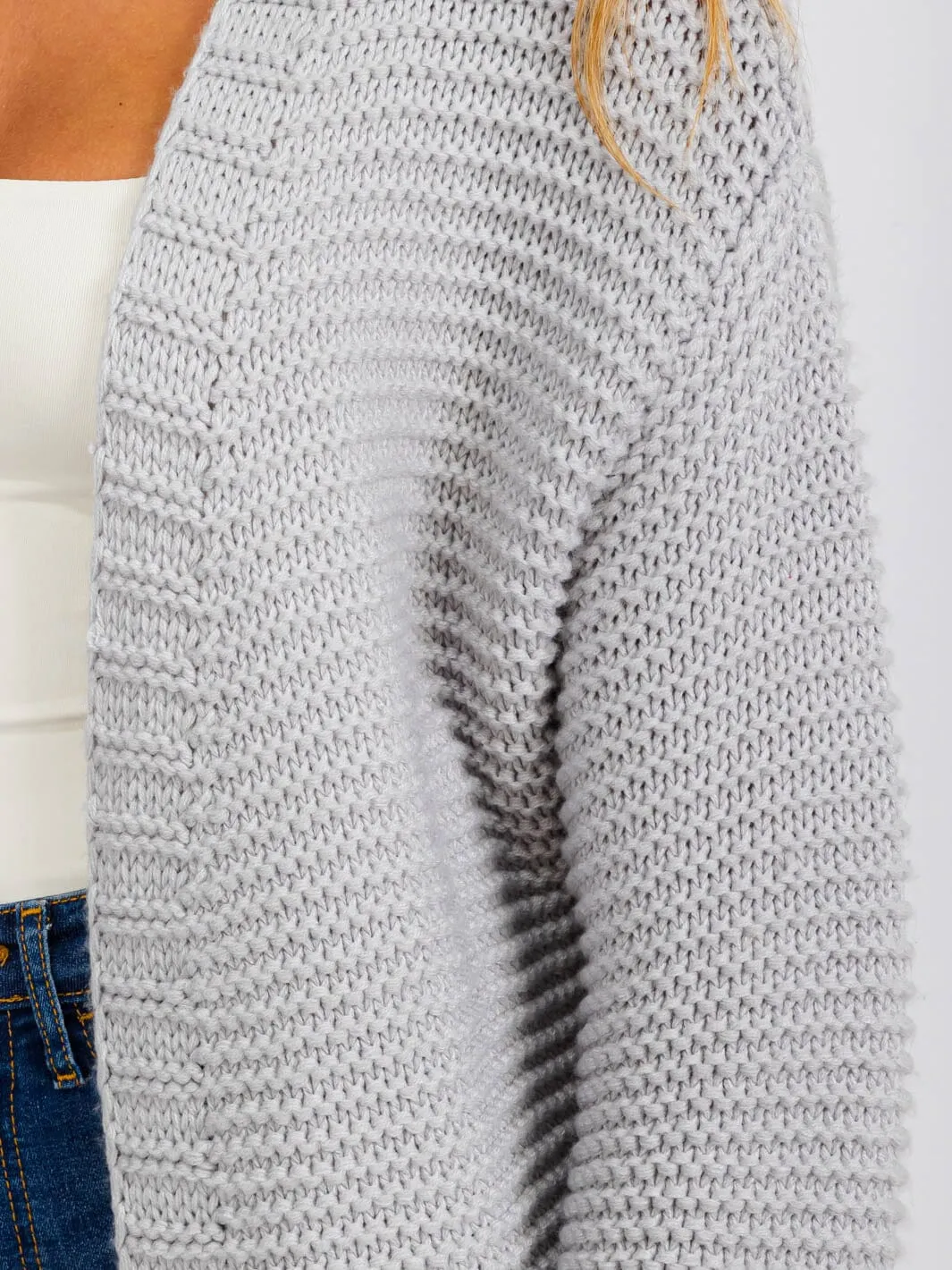 WOMEN'S LONG SLEEVE OPEN FRONT RIBBED CARDIGAN