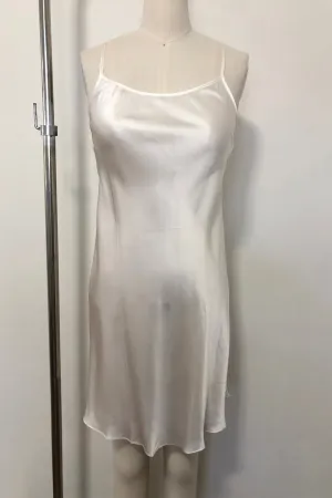 Women's Silk Sleepwear 100% Silk Chemise, White, S