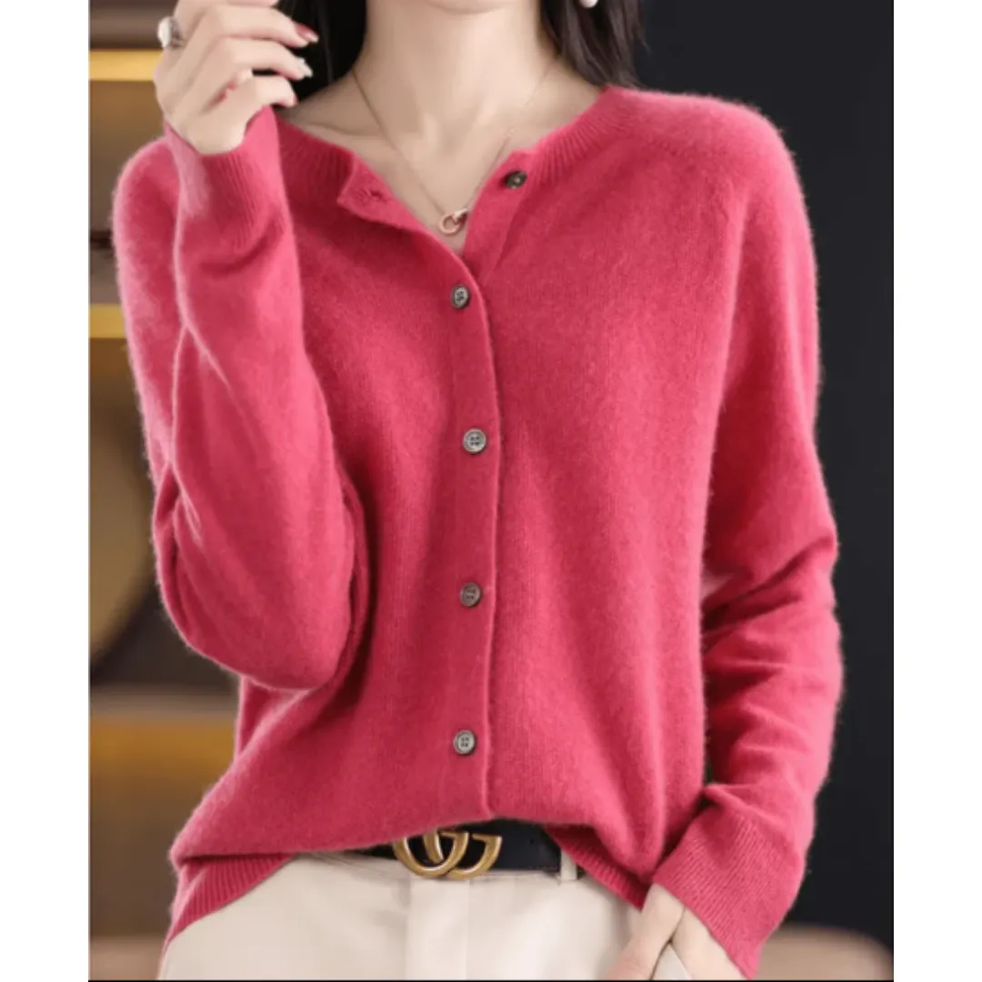 Women's Warm Button Down Knitted Cardigan | Long