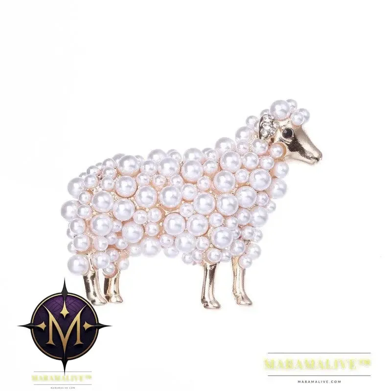 Wuli&baby 2-color Pearl Sheep Brooches For Women Unisex Lovely Animal Party Casual Brooch Pins Gifts