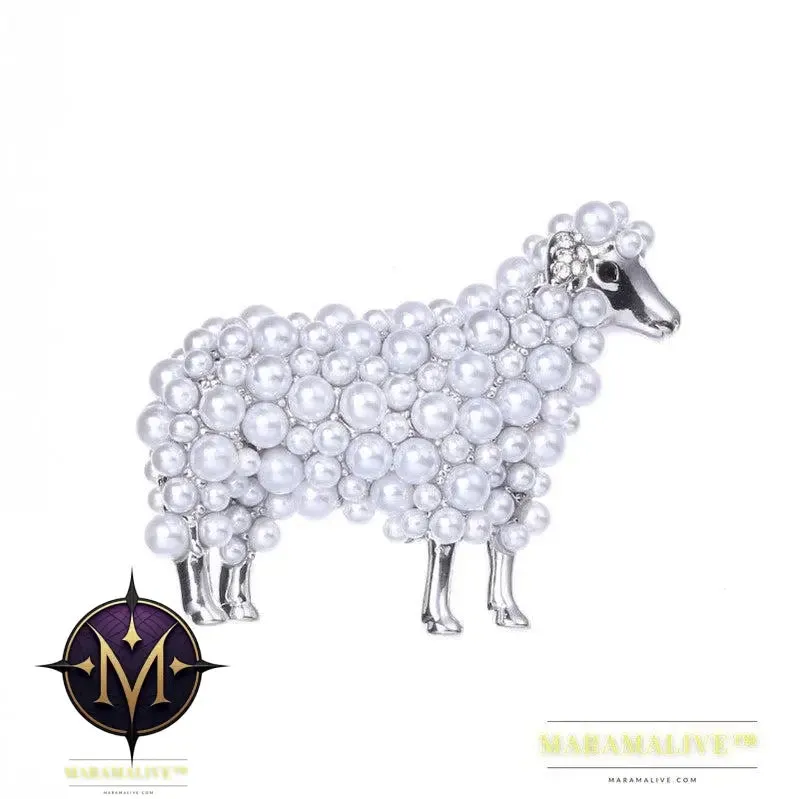 Wuli&baby 2-color Pearl Sheep Brooches For Women Unisex Lovely Animal Party Casual Brooch Pins Gifts