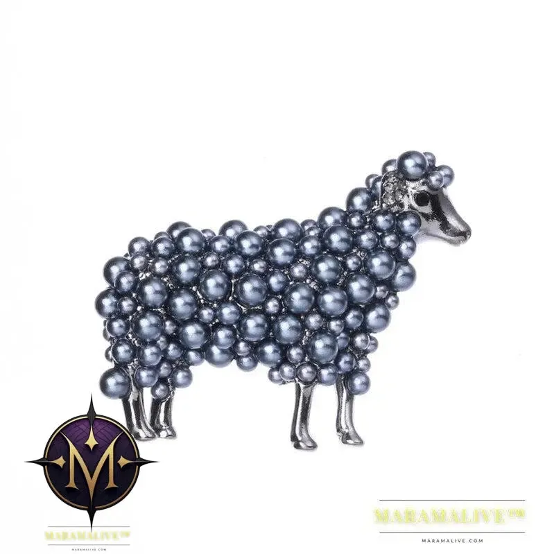 Wuli&baby 2-color Pearl Sheep Brooches For Women Unisex Lovely Animal Party Casual Brooch Pins Gifts