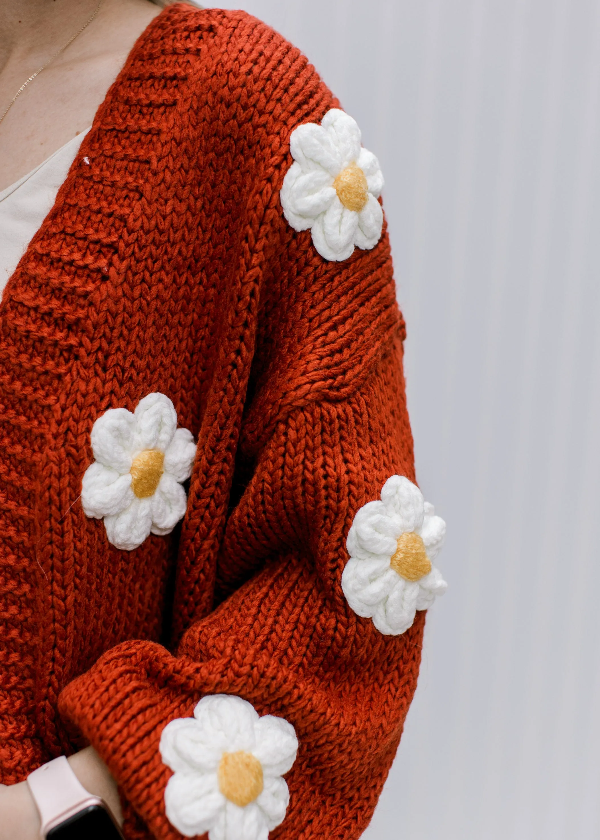 X Rust Daisy Cardigan