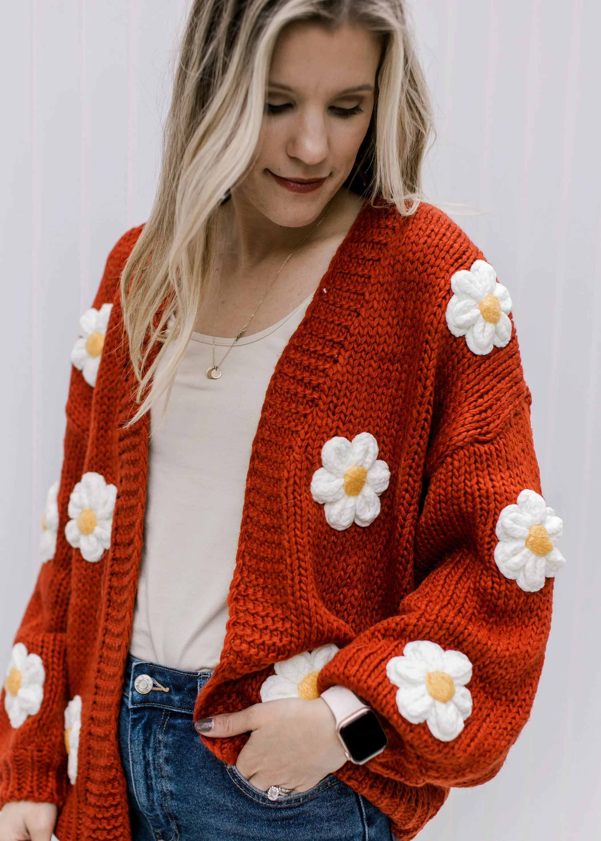 X Rust Daisy Cardigan