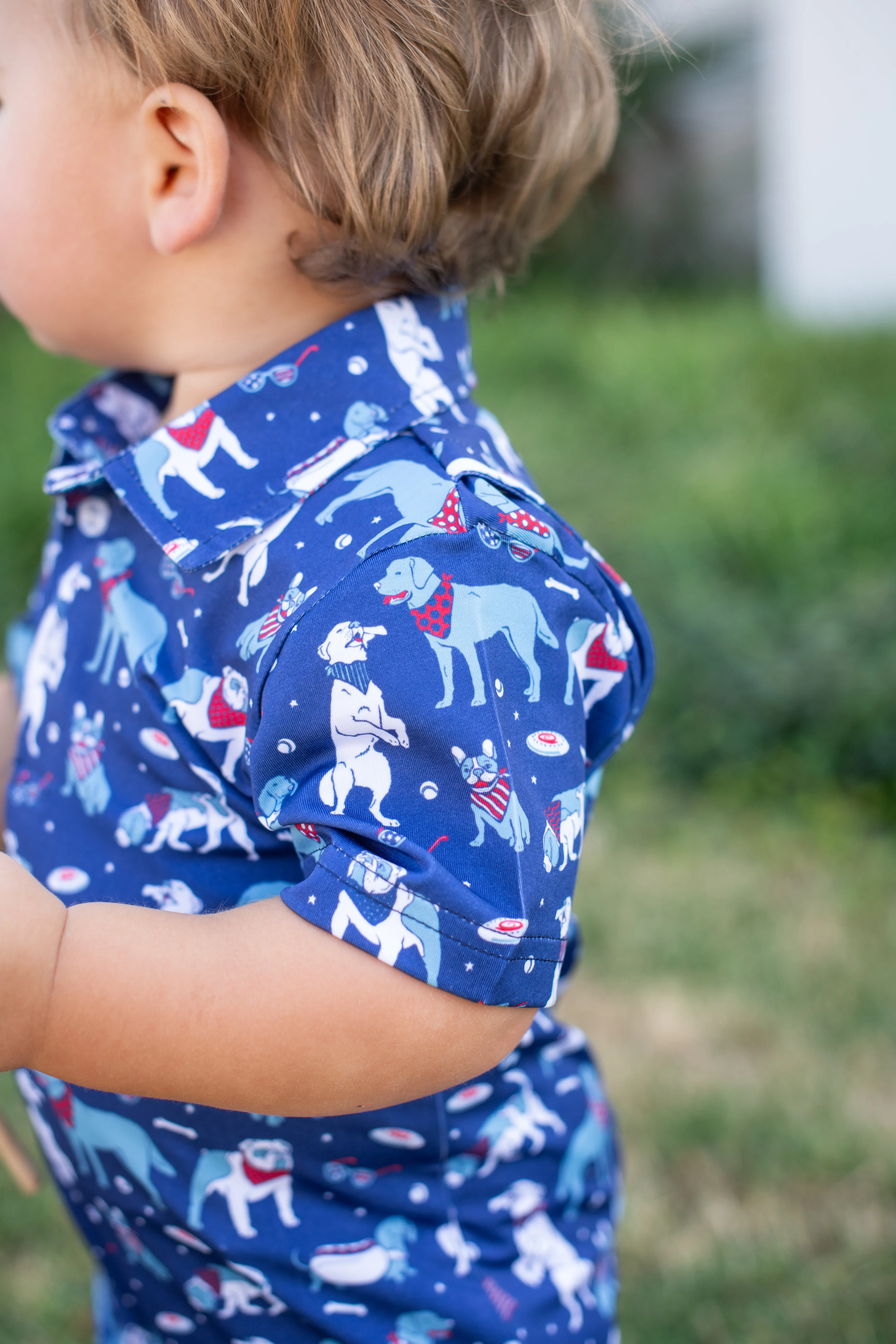 Yankee Doodle Dogs Polo Short Sleeve Romper